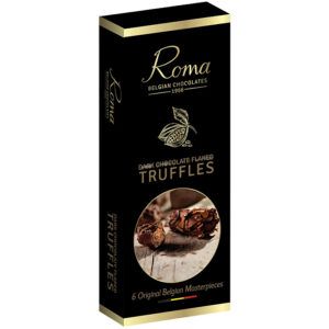 Chokoladetrøfler med flager af mørk chokolade - cho017